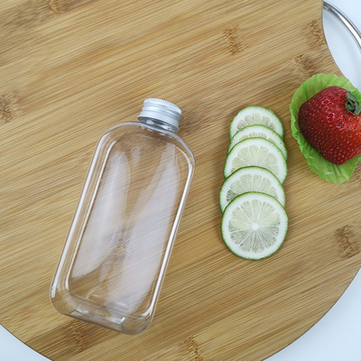 Płaskie butelki na wodę PLA o pojemności 300 ml z zakrętkami Plastikowe butelki na soki z mlekiem i koktajlami